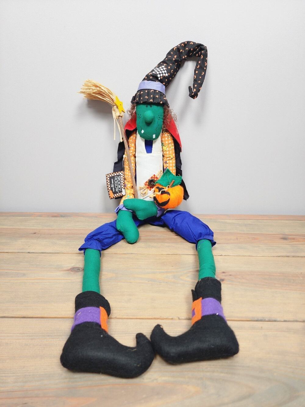 Vintage Halloween Spooky Hollow 39” Long Leg Shelf Sitter Witch Decor